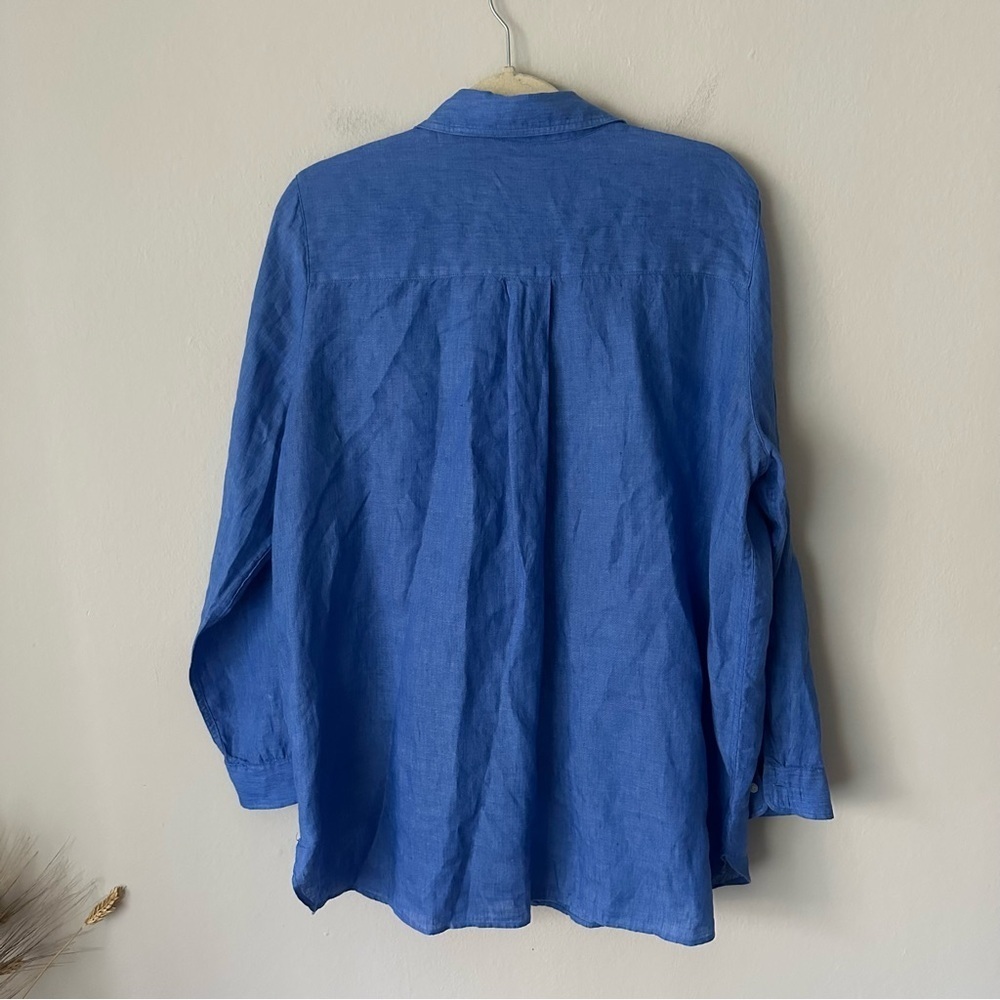 J. McLaughlin Britt Linen Button Down Shirt in Dark Chambray Blue XXL Coastal - Picture 11 of 12